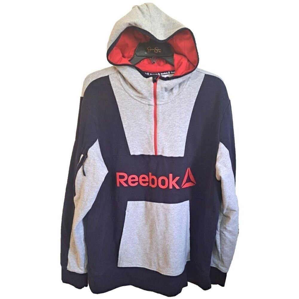 Reebok Men's L Multicolor 1/4 Zip Long Sleeve Pullover Hoodie
